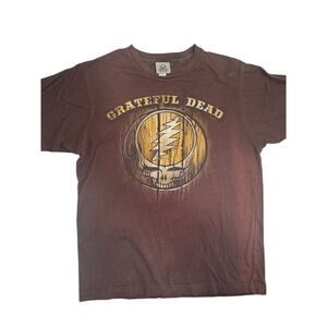 2010 Grateful Dead Galaxy Logo Brown Short Sleeve Shirt Size Med Skull Lightning
